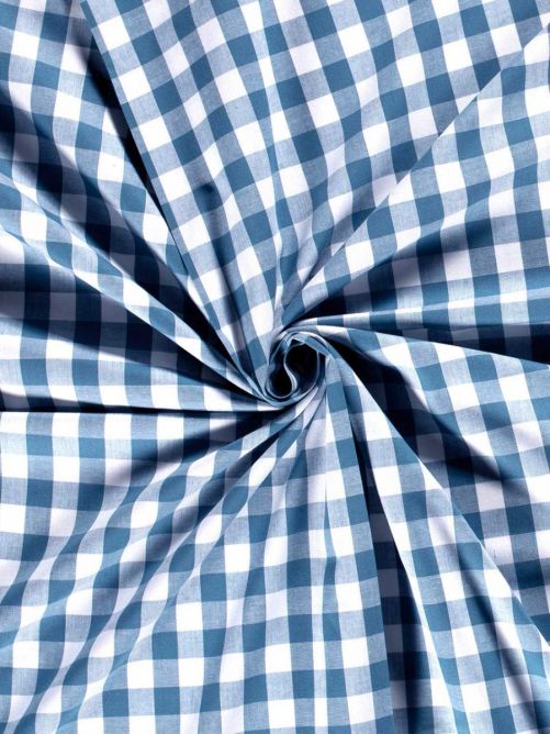Boerenbont stof dusty blauw groot