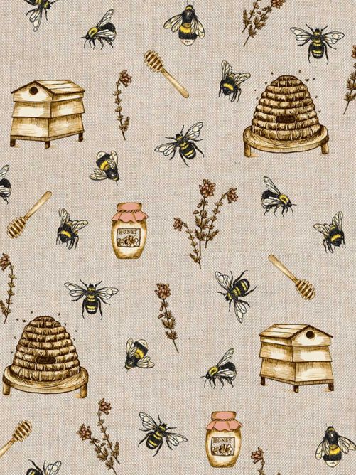 Bedrukte stof bijen en honing