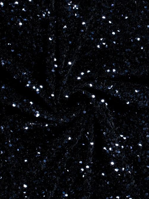 Paillet stof velvet donkerblauw