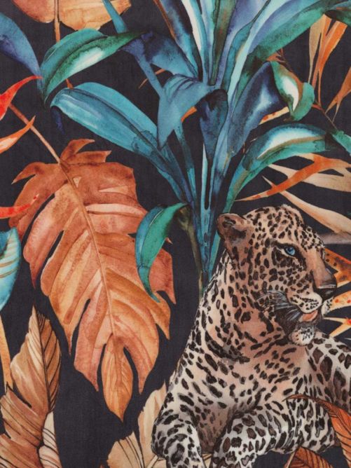 Velours digitale print panter in jungle