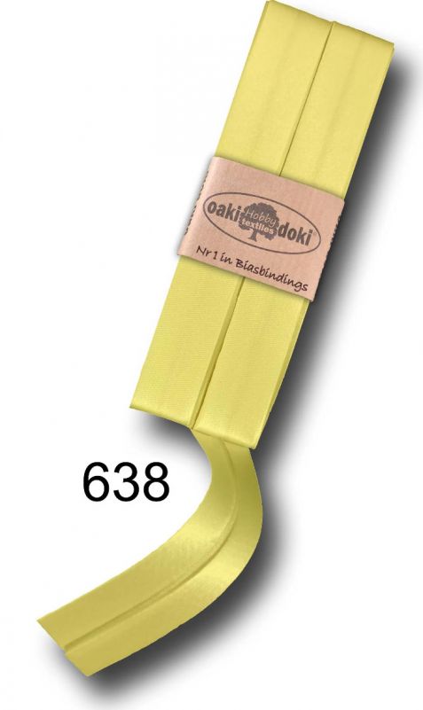 Biaisband satijn zacht geel 638