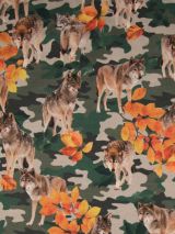Tricot stof digitale print Camouflage wolven